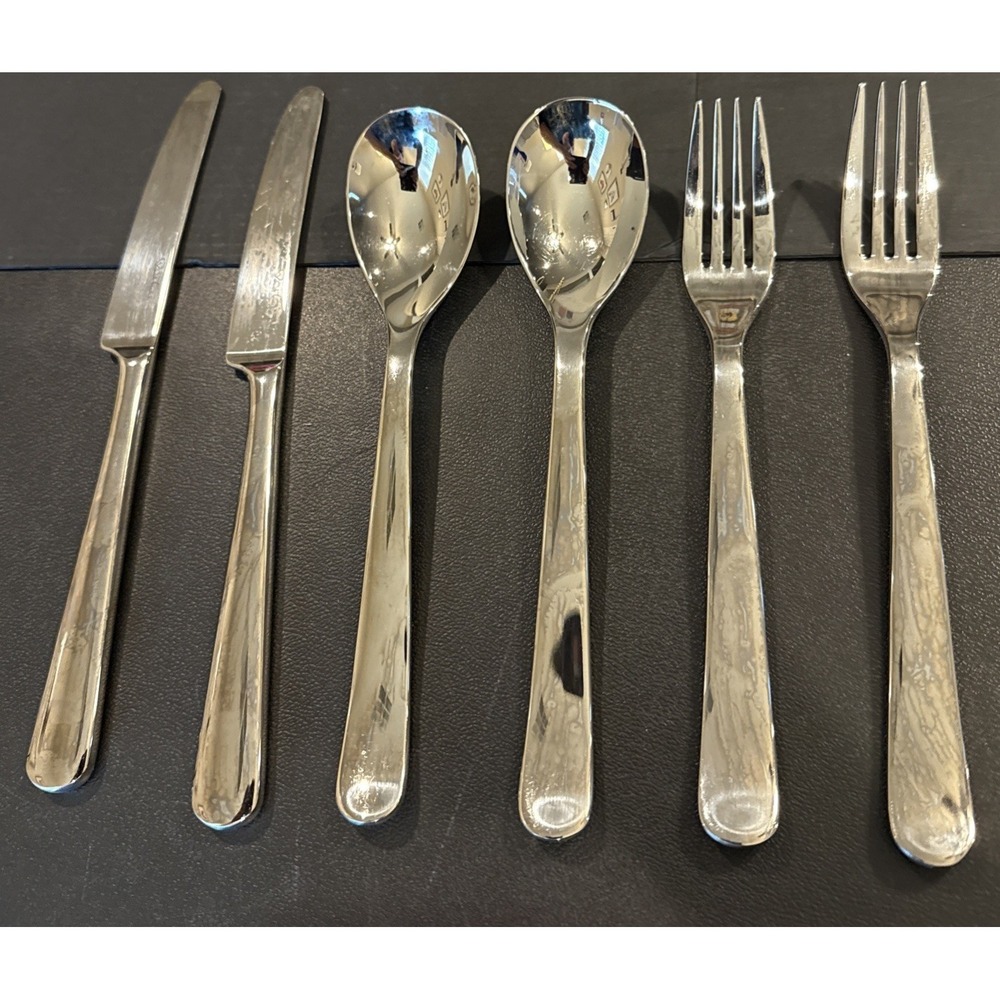Robert Welch Aaron Dinner Fork Soup Spoon Knife Glossy Mirror Finish 6 Pieces